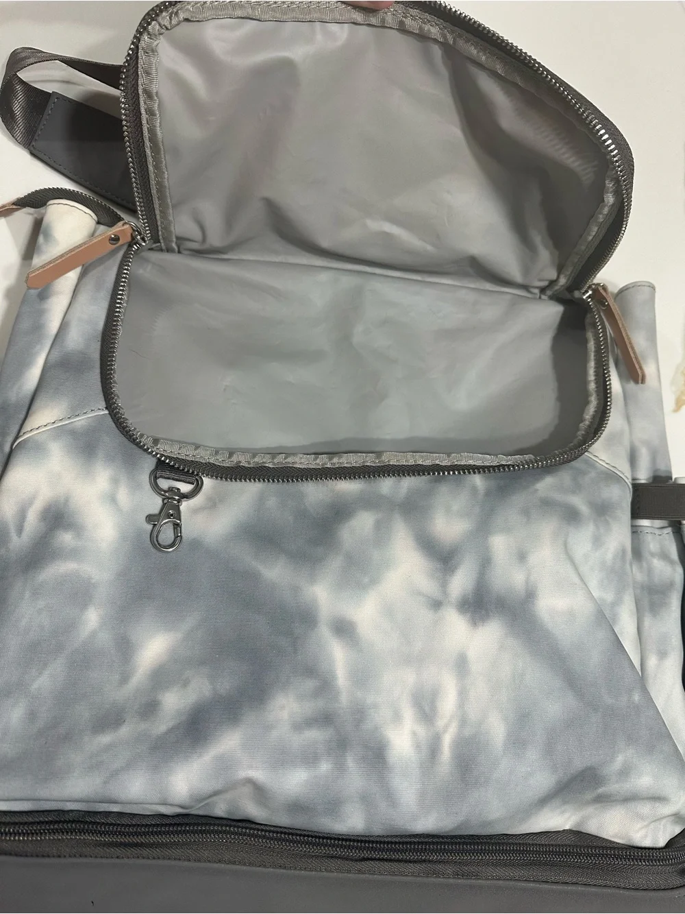 Gray Tie-Dye Pivot Petunia Picklebottom Diaper bag